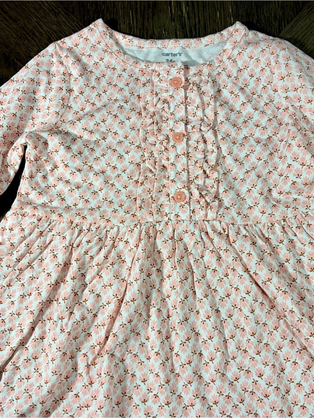 Carter's Peach Pink Floral Long-Sleeve Pajama Nightgown